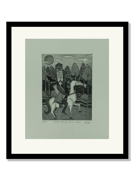 "Jinete ocho ojos en su caballo"