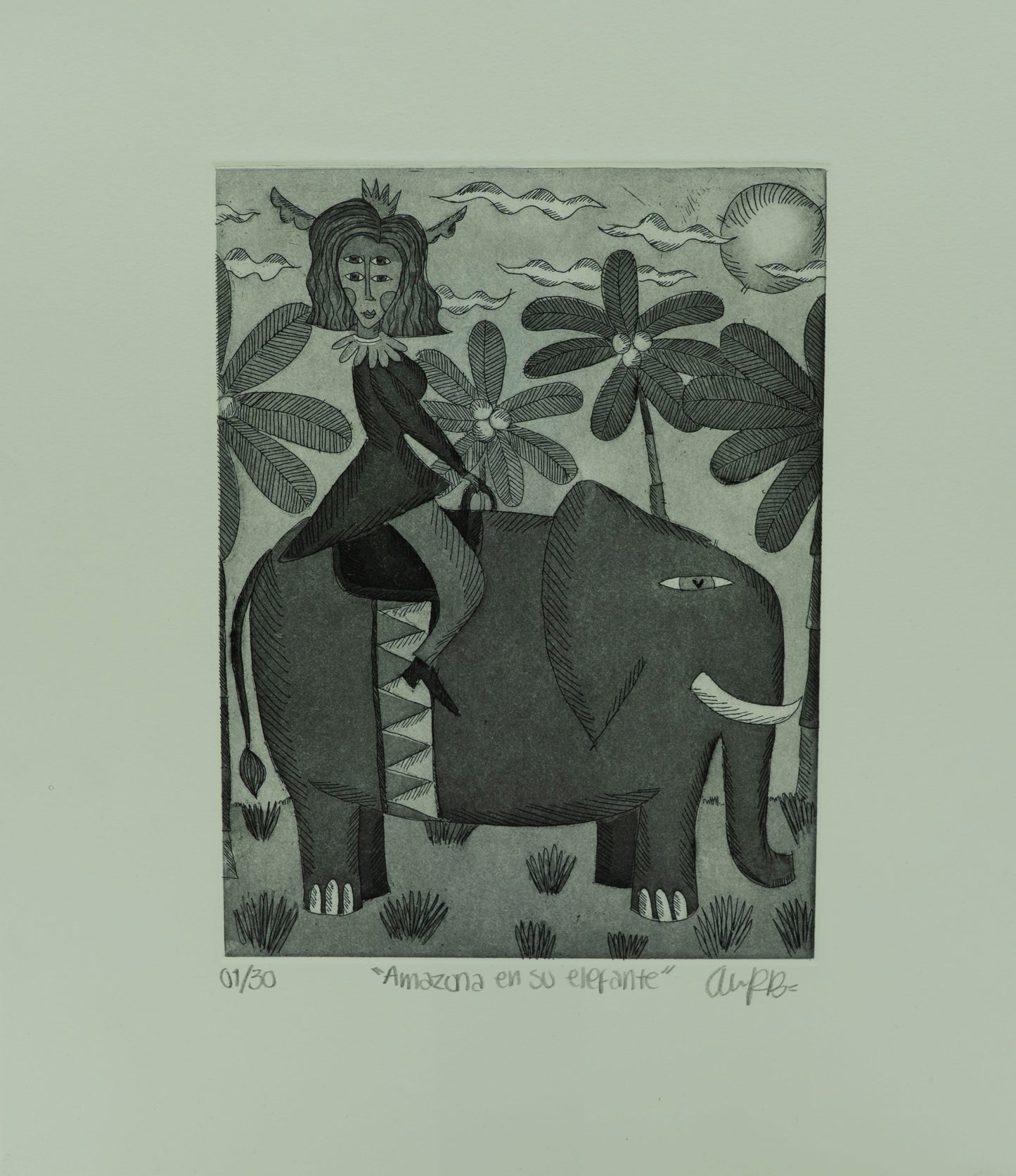 "Amazona en su elefante"