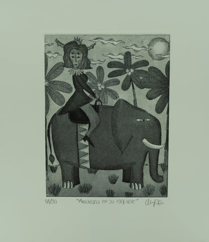 "Amazona en su elefante"
