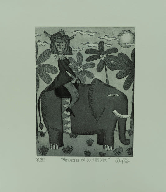 "Amazona en su elefante"