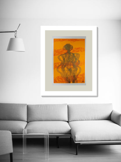 "La venus de laussel" color naranja