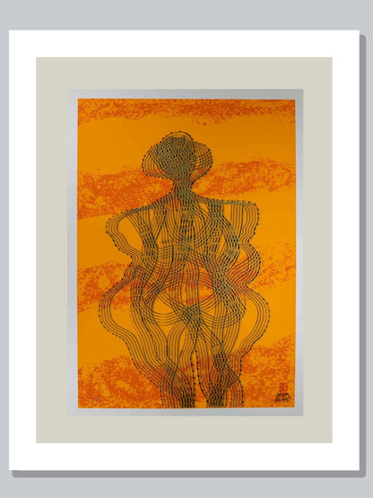 "La venus de laussel" color naranja