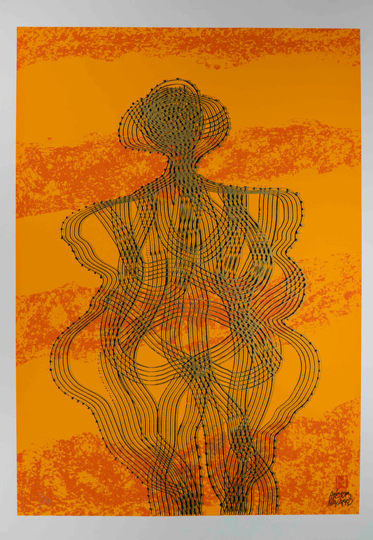 "La venus de laussel" color naranja